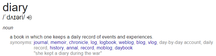 diary vs journal definition from google diary