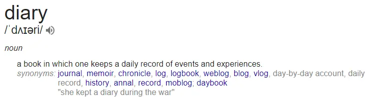 diary definition from google diary vs journal definition from google diary