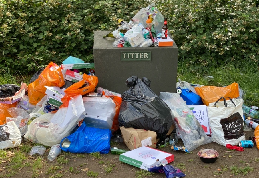 piles of trash litter