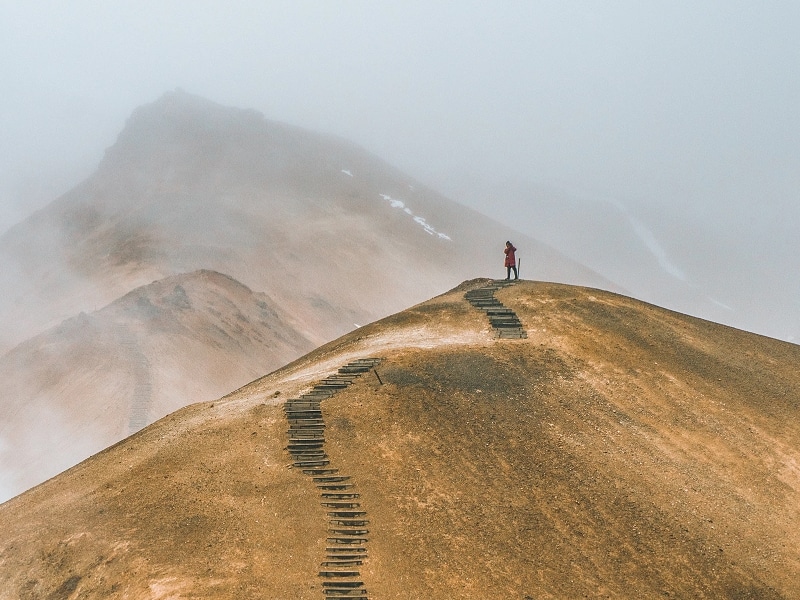 walking on a path hill