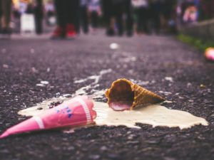 dropped icecream cone on street