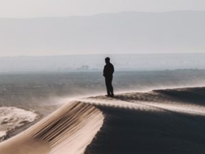 person standing on dune