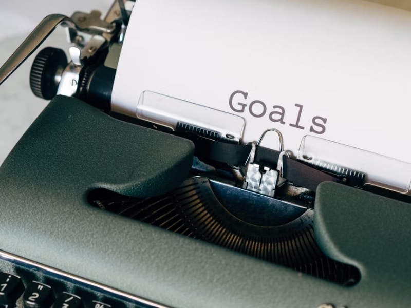 typewriter machine with the word goals