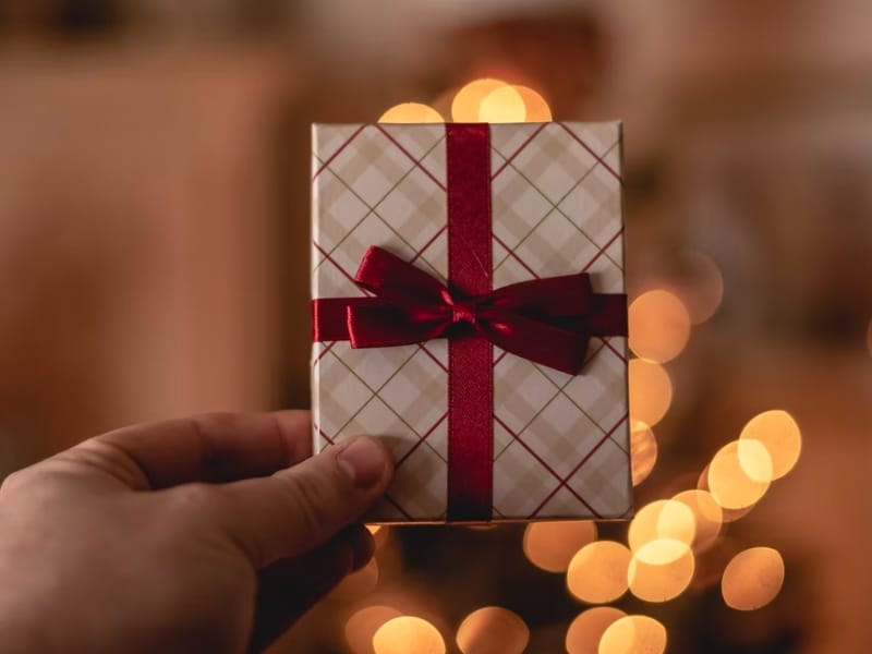 person holding small gift