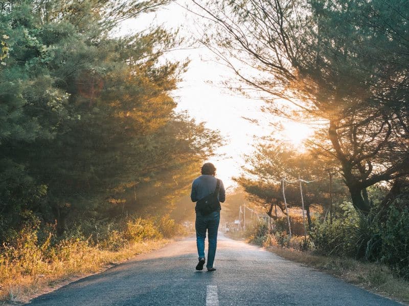 walking on road