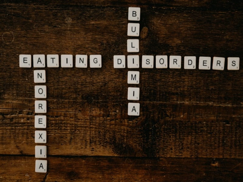 eating disorders scrabble words on table