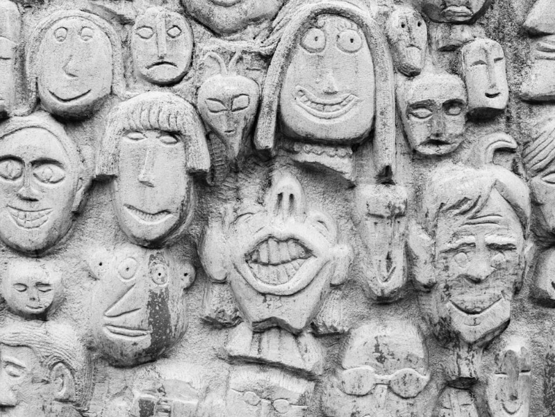 wall with smiling emoji faces